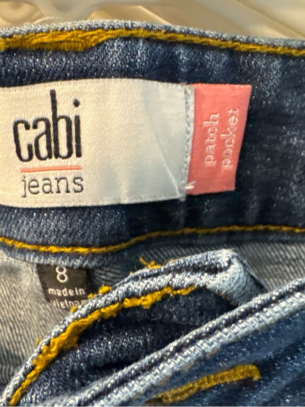 CAbi Blue Denim Jeans with Pink Patch Pocket Tag